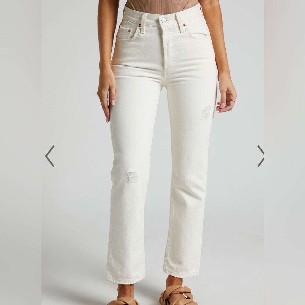 NWT Levi's 501 Original Ecru Cropped Jeans